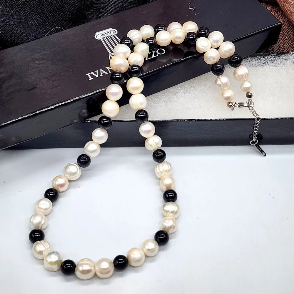 Pearl and Hematite Bead Necklace - Black & White